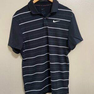 Nike Golf Tiger Woods Collection Striped Polo Shirt Black Mens S DR5318-010 NEW